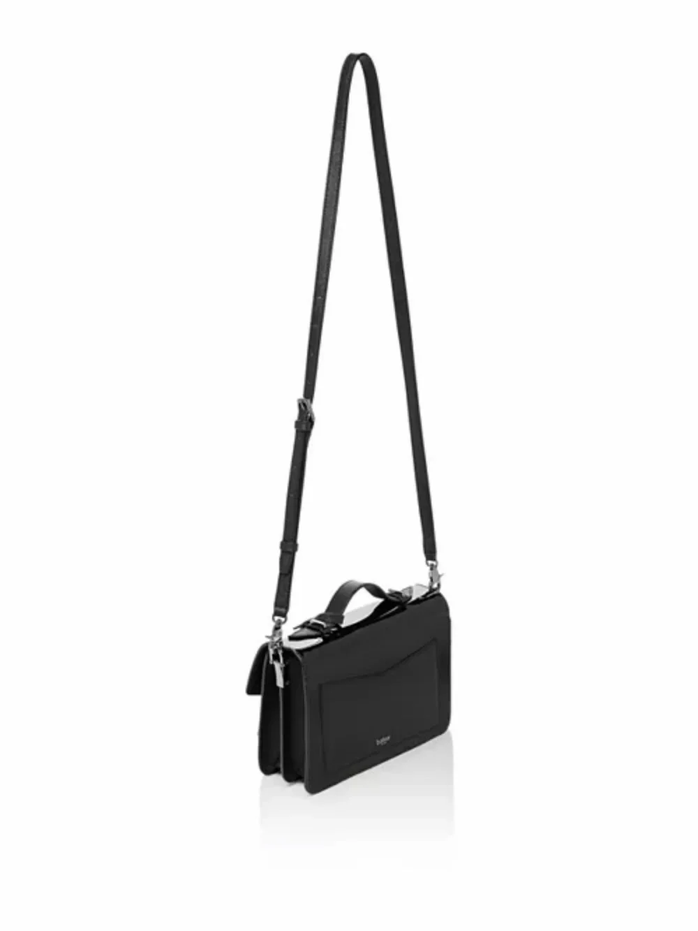 Botkier Black Patent & Textured Black Crossbody Satchel with Striped Strap